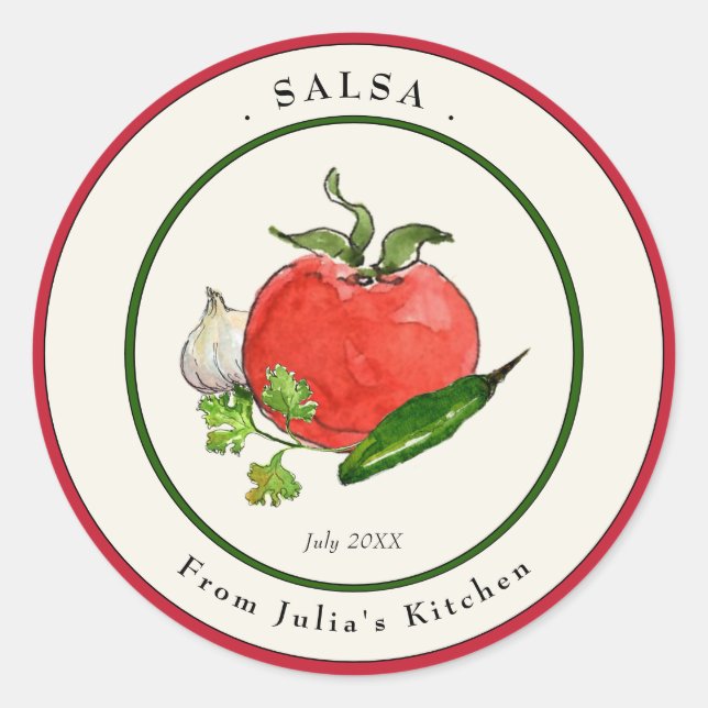 Étiquette de pot de salsa de tomate fait maison (Devant)