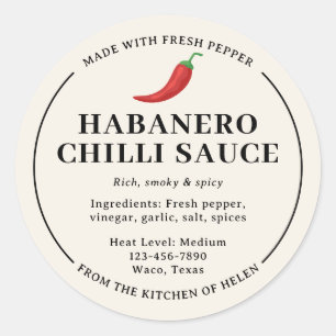 Étiquette de pot de sauce chili habanero maison