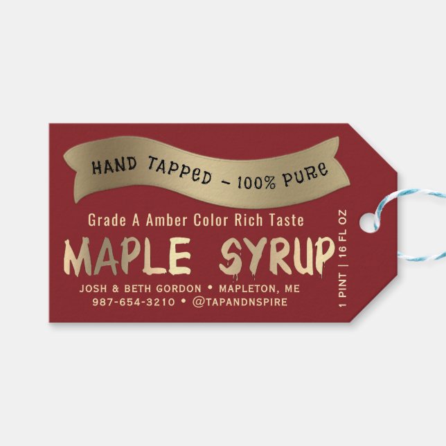 Étiquette de pot de sirop d'érable avec police à g (Devant (Horizontal))