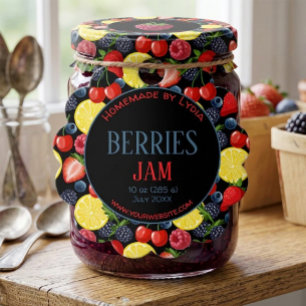 Étiquette de pot rond de confiture de baies person