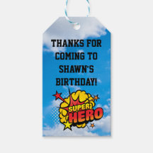 Étiquette de préférence pour la fête de super-héro