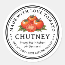 Étiquette de préservation du chutney de tomate