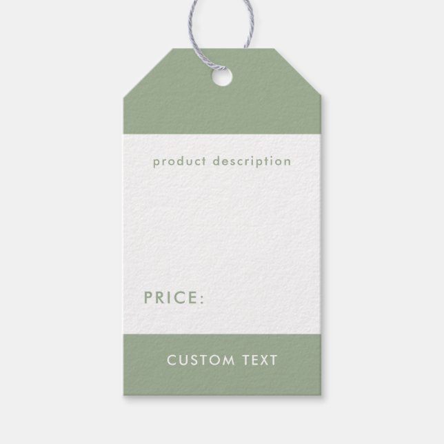 Étiquette de prix à code QR vert sauge moderne per (Devant)