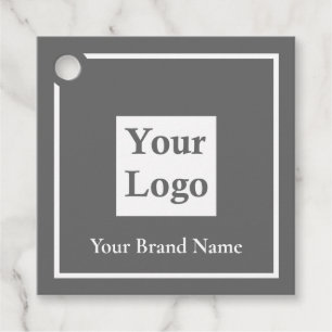 Étiquette de prix de logo personnalisé carré gris