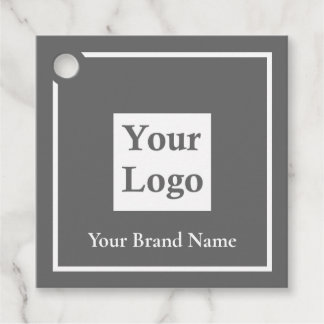 Étiquette de prix de logo personnalisé carré gris