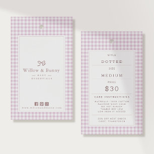 Étiquette de prix de vêtements pour bébé en vichy 