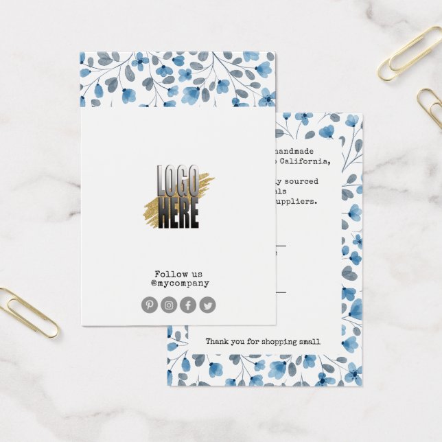 Étiquette de prix du logo bleu floral Dusty (Bureau)