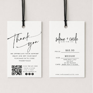 Étiquette de prix Modern Thank You Hang avec code 