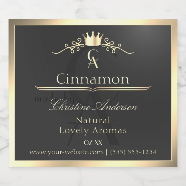 Étiquette de produit à monogramme avec bordure dor (Étiquettes simples)