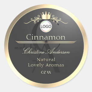 Étiquette de produit à monogramme avec bordure or 