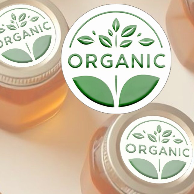 Étiquette de produit biologique vert foncé avec fe (Créateur téléchargé)