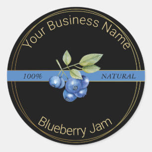 Étiquette de produit Black & Gold Blueberry Jam