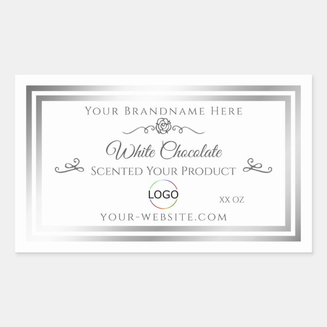 Étiquette de produit blanc chic avec logo (Devant)