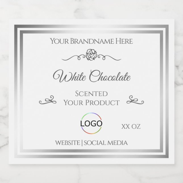 Étiquette de produit blanc chic avec logo (Étiquettes simples)