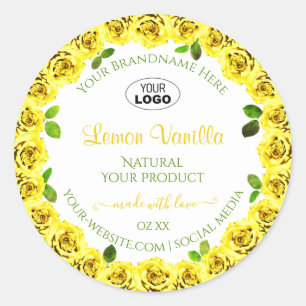 Étiquette de produit blanc jaune Roses de floraiso