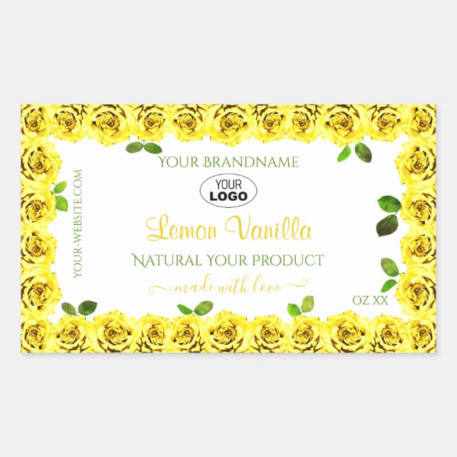 Étiquette de produit blanc jaune Roses de floraiso (Devant)