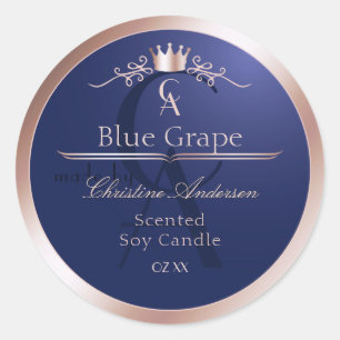 Étiquette de produit bleu marine Rose Gold Frame M