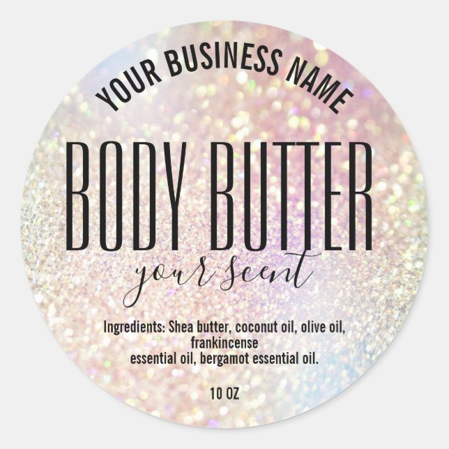 étiquette de produit BODY BUTTER holographique iri (Devant)