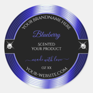Étiquette de produit brillant noir bleu brillant