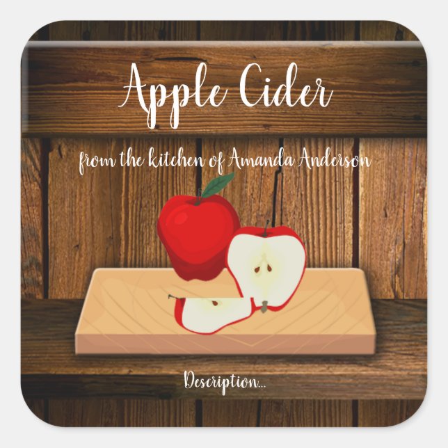 Étiquette de produit carré de cidre de pomme (Devant)