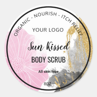 Étiquette de produit cosmétique avec fleurs de cou