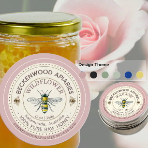 Étiquette de produit d'abeilles jaunes Rose de l'a