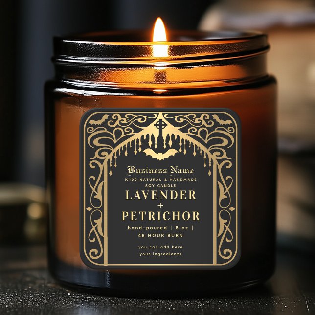Étiquette de produit de bougie de vampire noir or (Créateur téléchargé)