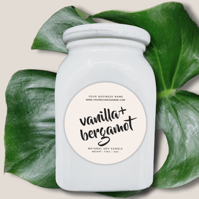 Étiquette de produit de bougie neutre moderne (Créateur téléchargé)