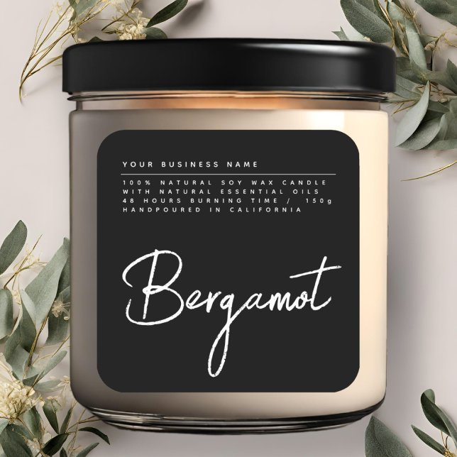 Étiquette de produit de bougie noire en script sim (Créateur téléchargé)