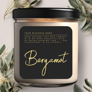 Étiquette de produit de bougie noire en script sim