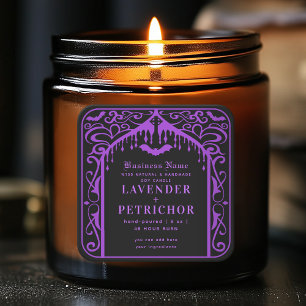 Étiquette de produit de bougie violet noir gothiqu