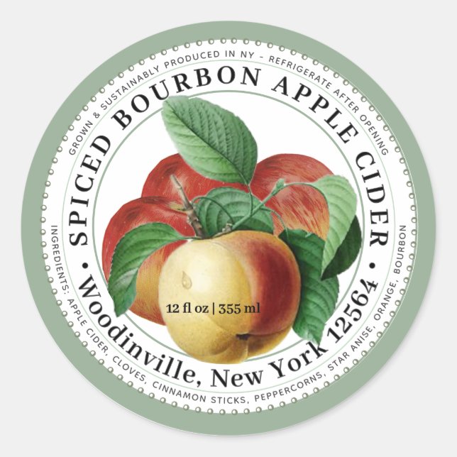 Étiquette de produit de cidre de pomme épicé (Devant)