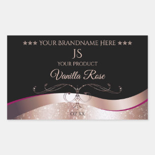 Étiquette de produit de décoration or Rose Wavy