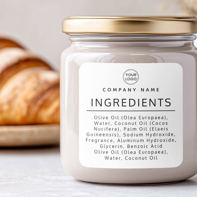 Étiquette de produit de la liste des ingrédients e (White or any color ingredient list product label)