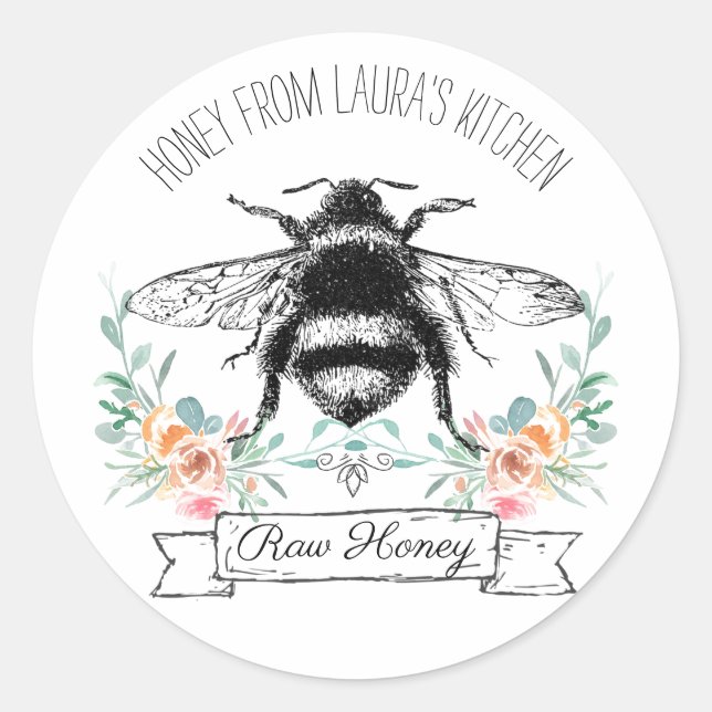Étiquette de produit de l'abeille de miel personna (Devant)