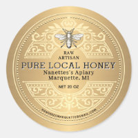 Étiquette de produit de l'or orné de miel local pu