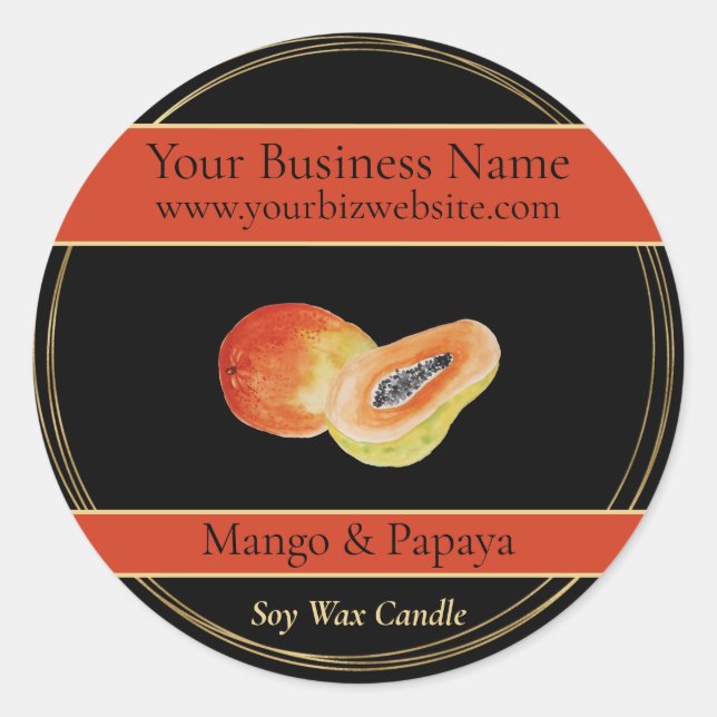 Étiquette de produit de mangue et de bougie noir e (Devant)