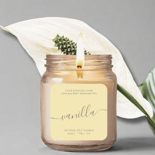 Étiquette de produit de script de vanille jaune mo