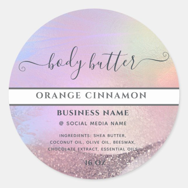 Étiquette de produit de script doré holographique  (Devant)