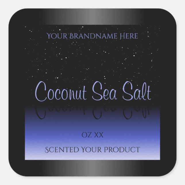 Étiquette de produit dégradé noir et bleu Parties  (Devant)