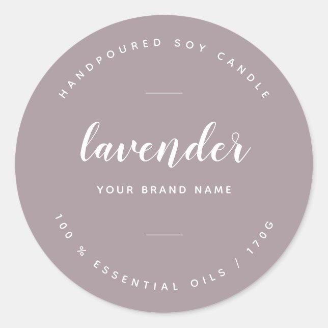 Étiquette de produit d'emballage lilas personnalis (Devant)