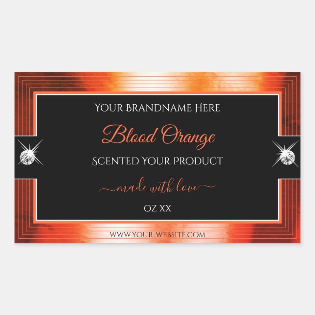 Étiquette de produit des brillants orange noir (Devant)