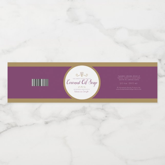 Étiquette de produit d'or violet à l'huile de coco (Étiquettes simples)