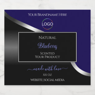 Étiquette de produit du logo en argent foncé bleu