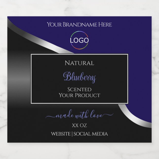 Étiquette de produit du logo en argent foncé bleu  (Étiquettes simples)