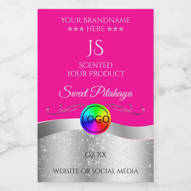 Étiquette de produit du logo en argent rose chaud (Étiquettes simples)