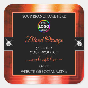 Étiquette de produit du logo noir brillant orange