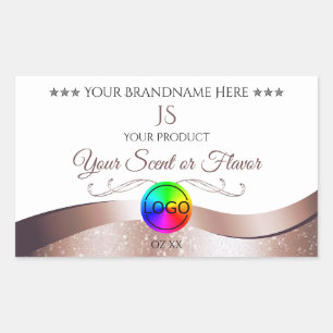Étiquette de produit du logo or Rose blanc
