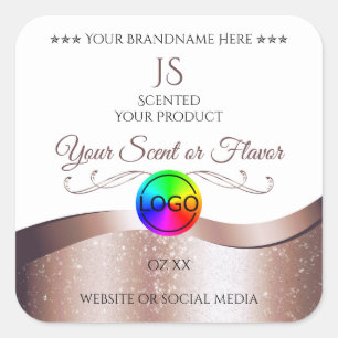 Étiquette de produit du logo or Rose blanc