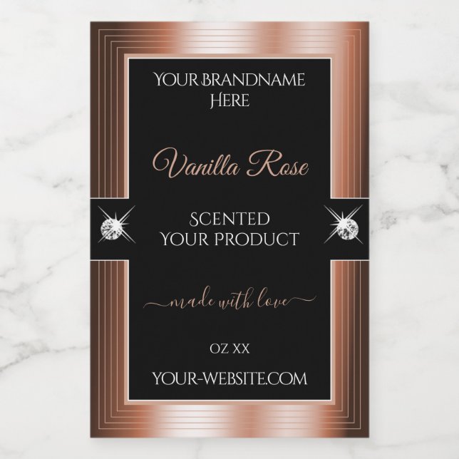 Étiquette de produit Elegance Black Rose Gold Bril (Étiquettes simples)